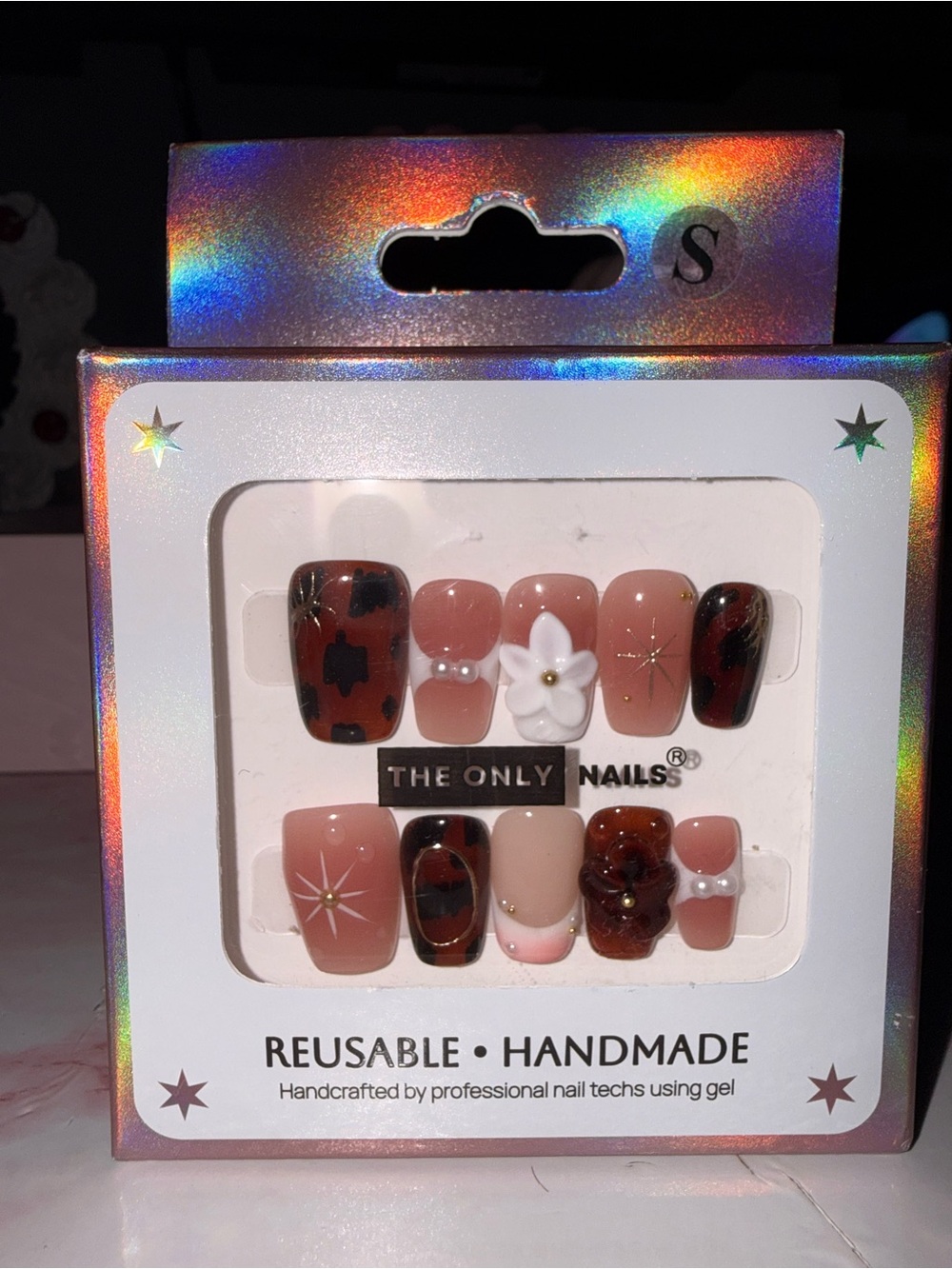 The Only Nails Reusable Handmade Brown & Pink Press-On Nail Set - Picture 5 of 6